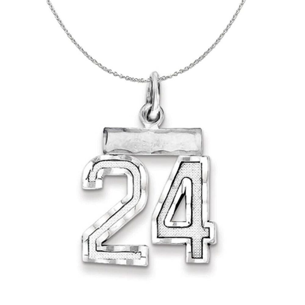 Silver, Varsity Collection, Small D/C Number 24 Necklace - 24 In